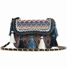 Damen Quaste Bohemian Schultertaschen Umhängetaschen Reisetasche BLAU FARBE