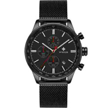 Wasserdicht Chronograph Herren Armbanduhr Vollstahl Uhr Quarzuhr SCHWARZ ROT FARBE
