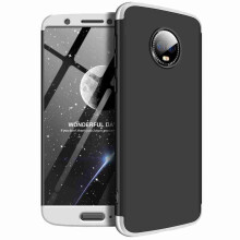 3 in 1 Double Dip 360 Vollschutzhülle für Motorola Moto G6 SCHWARZ-SILBER FARBE