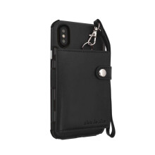 Brieftasche Schutzhülle mit Riemen für iPhone X PU Leder Kartenfächer Tasche