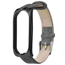 Metallgehäuse Lederarmband Uhrenarmband Ersatzarmband für Xiaomi Mi Band 3