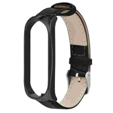 Ersatz-Uhrenarmband mit Nadelschnalle, echtes Leder, für Xiaomi Mi Band 3, Farbe: SCHWARZ
