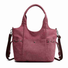 Damen Große Kapazität Canvas Handtasche Schultertasche Crossbody Tasche für Shopping Outdoor LILA FARBE