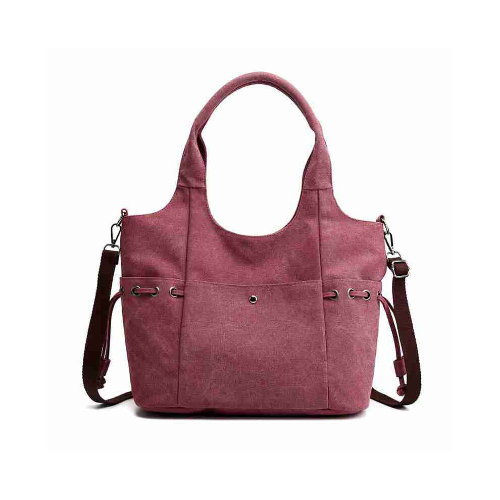 Sac à main en toile de grande capacité pour femmes, sac à bandoulière pour faire du Shopping en plein air, couleur pourpre
