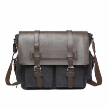 Herren Canvas Fashion Schultertasche Sling Bag Laptoptasche SCHWARZ