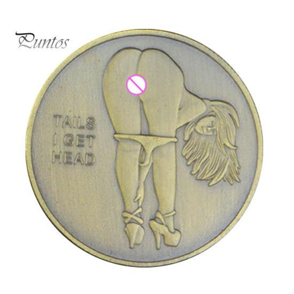 (as the picture, 1pc) Couples Sexy Challenge Coin Heads And Tails Coin Lucky Token Double Side Adult Challenge Coin Prank Gift For Date Night Men Women