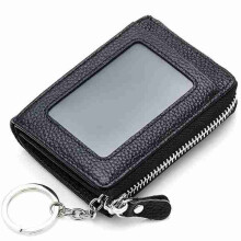 Damen Echtleder Tragbare Retro Schlüsseltasche Münzen Taschen Kartenhalter Brieftasche SCHWARZ FARBE
