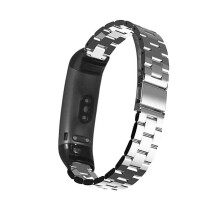 Edelstahl-Uhrenarmband für Huawei Honor Band 5/4 Smart Watch, Farbe Silber-Schwarz
