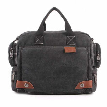 Herren Retro Canvas 14 Zoll Laptoptasche Lässige multifunktionale Umhängetasche Handtasche SCHWARZ