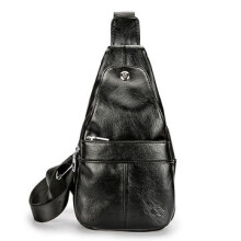 Männer PU Leder Mode Schulter Crossbody Brust Tasche SCHWARZ FARBE