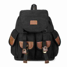 Vintage Herren Rucksack Canvas PU Wandern Paare Reisen Militär Satchel Schultasche