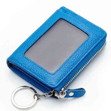 Damen Echtleder Tragbare Retro Schlüsseltasche Münzen Taschen Kartenhalter Geldbörse BLAU FARBE
