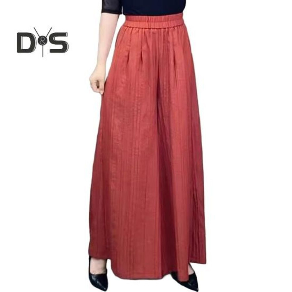 (red,orange, L) Women Pants Elastic High Waist Oversized Wide Leg Sporty Casual Style Trousers with Pockets Solid Color Long Pants