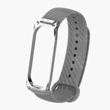 Ersatz-TPU-Uhrenarmband mit Kohlefaser-Dekoration für Xiaomi Mi Band 4 Smart Watch, GRAU