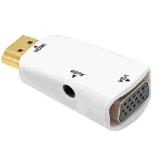 HDMI til VGA-konverter med lydkabel hann til hunn for PC bærbar PC Nettbrettstøtte HDTV-adapter HVIT FARGE