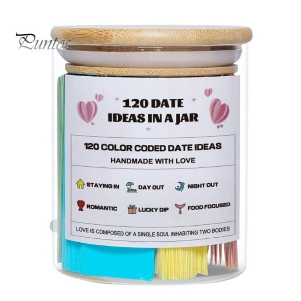 120 Date Ideas In A Jar Color Coded Date Jar Couples Date Night Game For Wedding Anniversary Bridal Shower Valentine's Day Gift