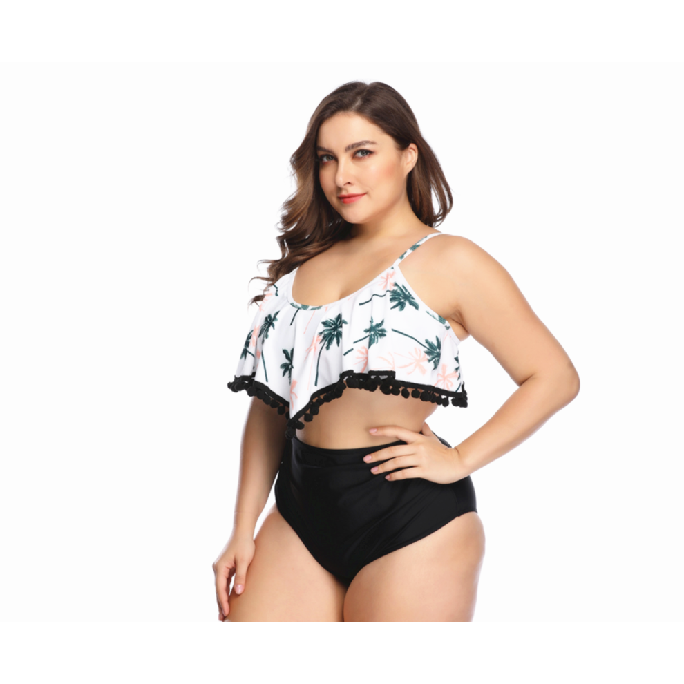 (3XL) Maillots de bain pour femmes Feuille de Lotus Maillot de bain bikini fendu sexy Grande taille - 3 Xl