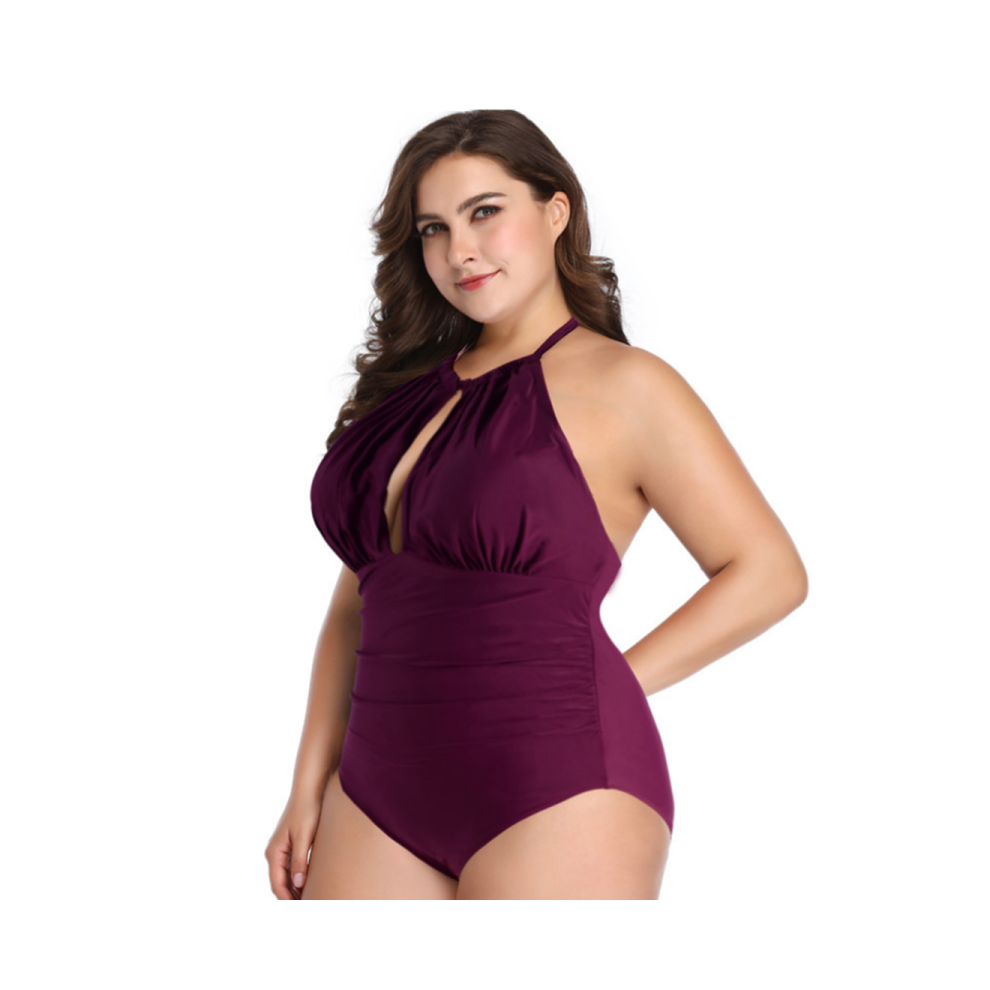 (3XL) Maillot de bain triangulaire imprimé de grande taille pour femme - Violet Violet XL