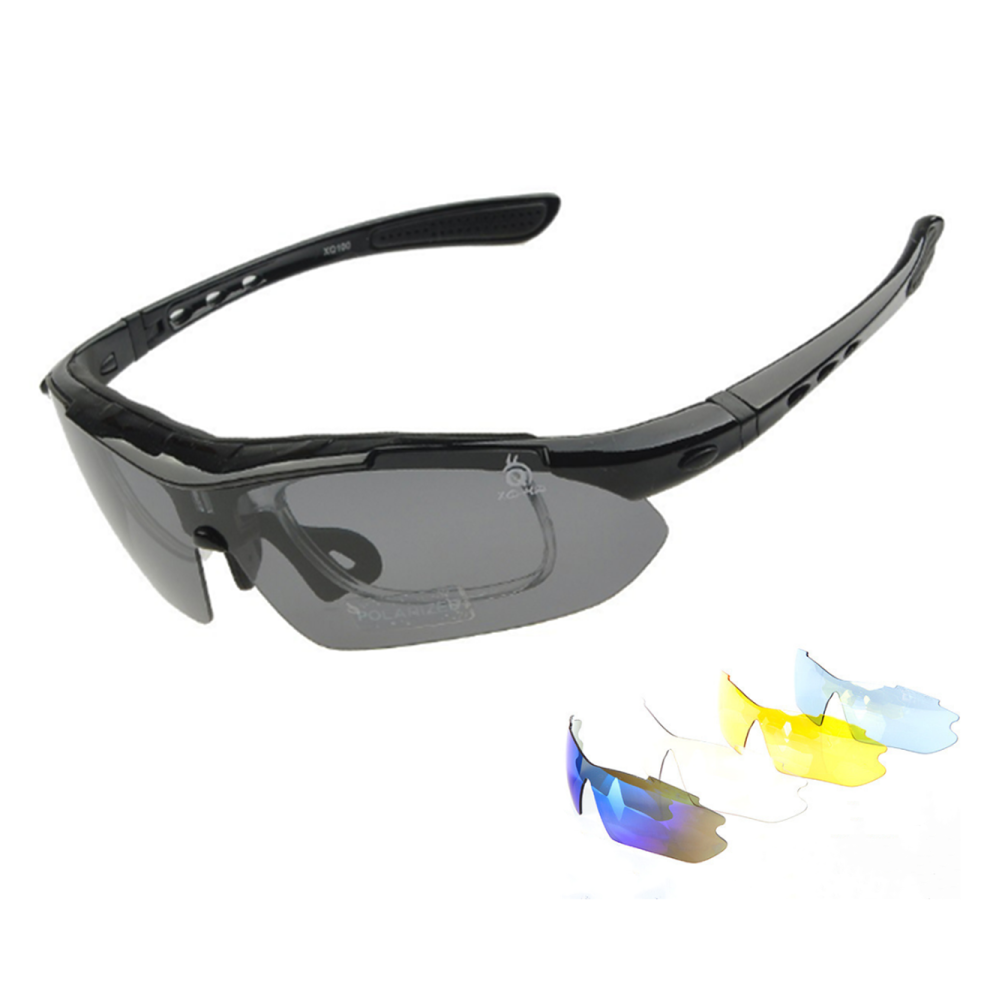 Sports De Plein Air Lunettes De Soleil Polarisantes Lentille Amovible Jambes Amovibles Costume 5 Pièces - Noir Noir 5Pcs