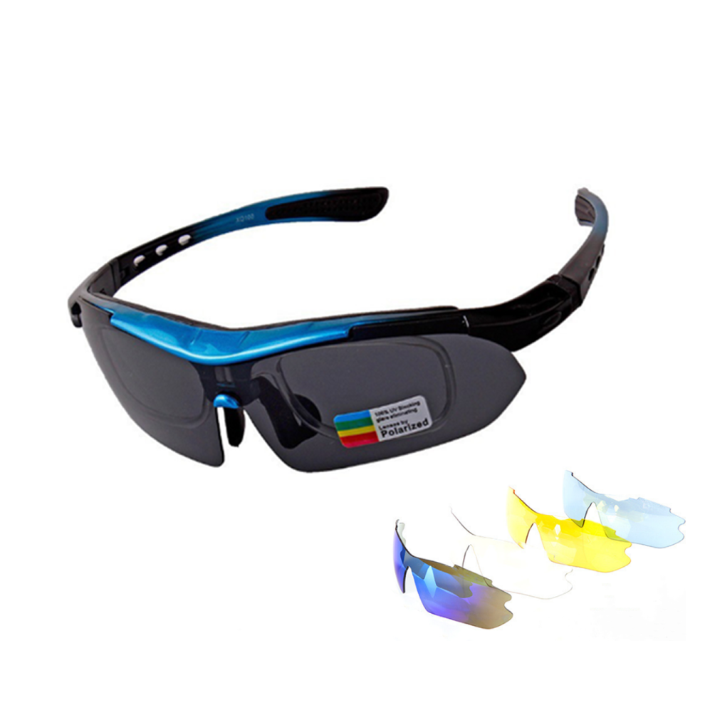 Sports De Plein Air Lunettes De Soleil Polarisantes Lentille Amovible Jambes Amovibles Costume 5 Pièces - Bleu Bleu 5Pcs