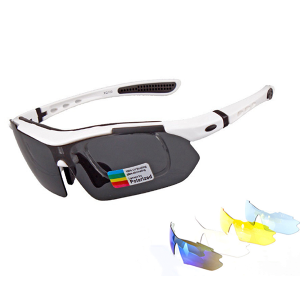 Sports De Plein Air Lunettes De Soleil Polarisantes Lentille Amovible Jambes Amovibles Costume 5 Pièces - Blanc Blanc 5Pcs