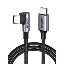 UGREEN USB-C-auf-USB-C-Schnellladekabel mit Winkelstecker, 60 W PD, 3 m - Schwarz