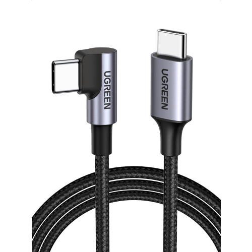 Cable de carga rápida UGREEN USB-C a USB-C en ángulo, 60 W PD, 3 m - Negro