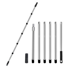 2.2m Paint Roller Extension Pole, 6 Segmented Stainless Steel Extendable Roller Pole Telescopic Pole with Screwed and Tapered Adapter, Extended