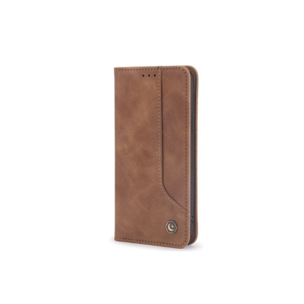 Dtrade Étui de téléphone à rabat en PU au toucher, étui en cuir anti-chute pour iPhone 12 Pro 6,1 pouces-Marron