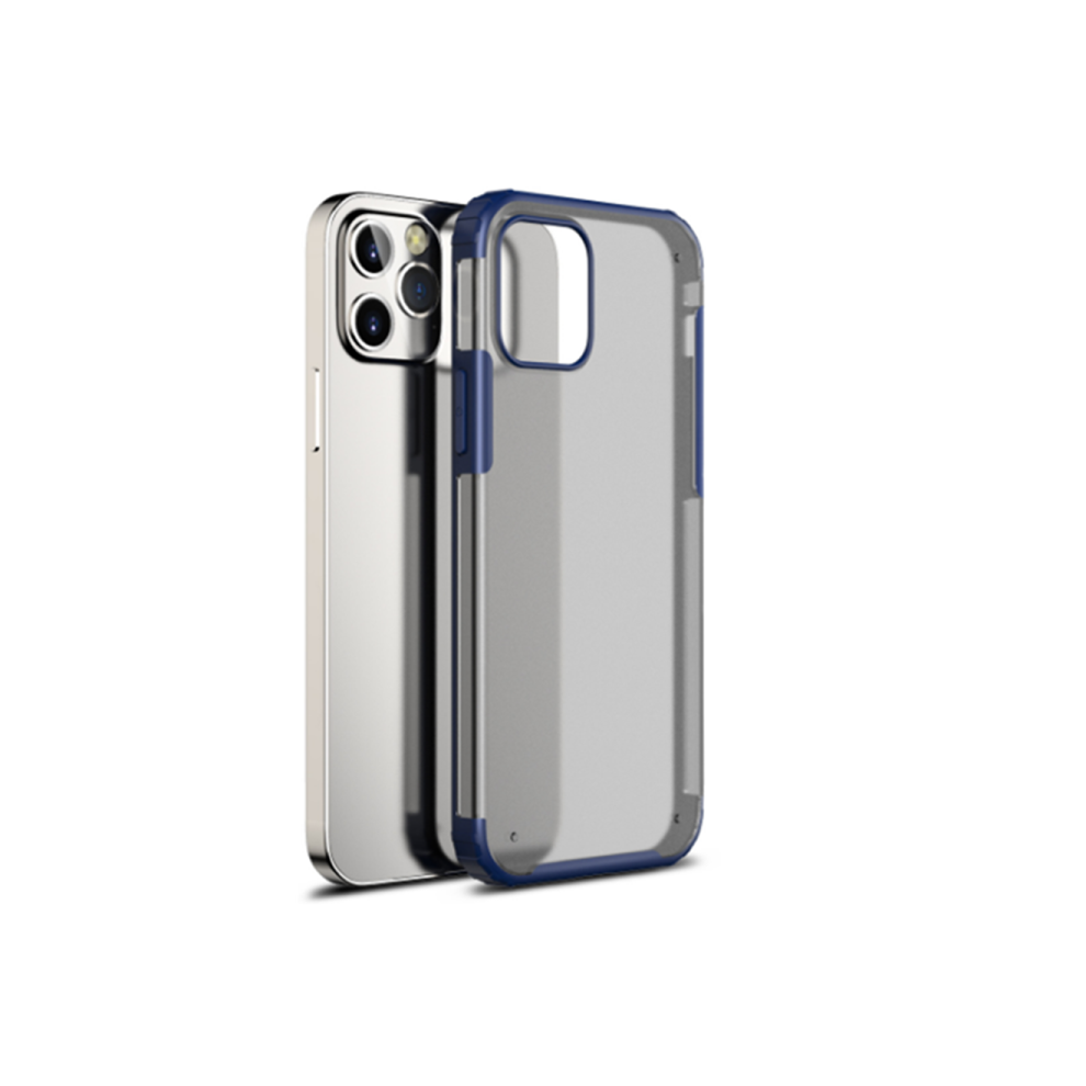 Dtrade Anti-dérapant Creative Skin Feel Givré Anti-chute Armor Shell Pour IPhone 12 Pro 6,1 Pouce-Bleu