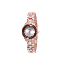Reloj de cuarzo sencillo y brillante para niñas, correa de acero, resistente al agua, informal, 14004#