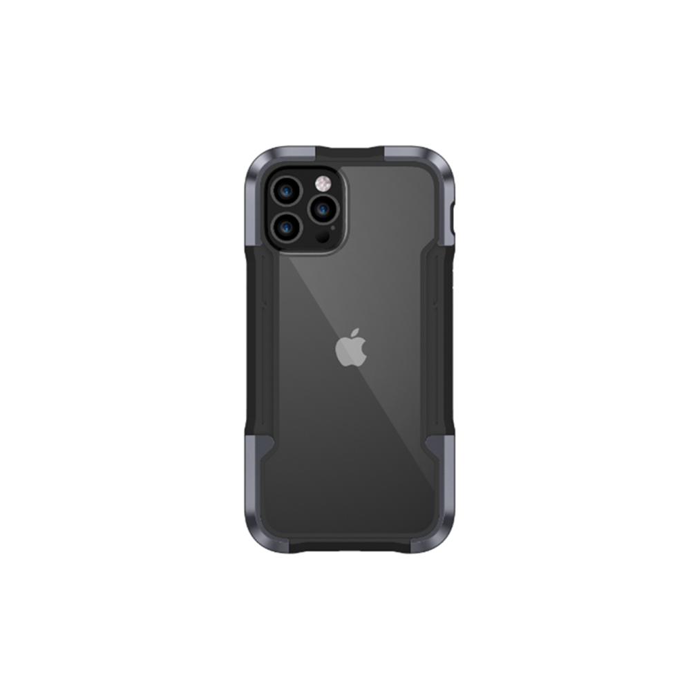 Dtrade Coque de téléphone portable en métal anti-chute avec bord en TPU pour 12pro Max (6,1 pouces) - Noir gris