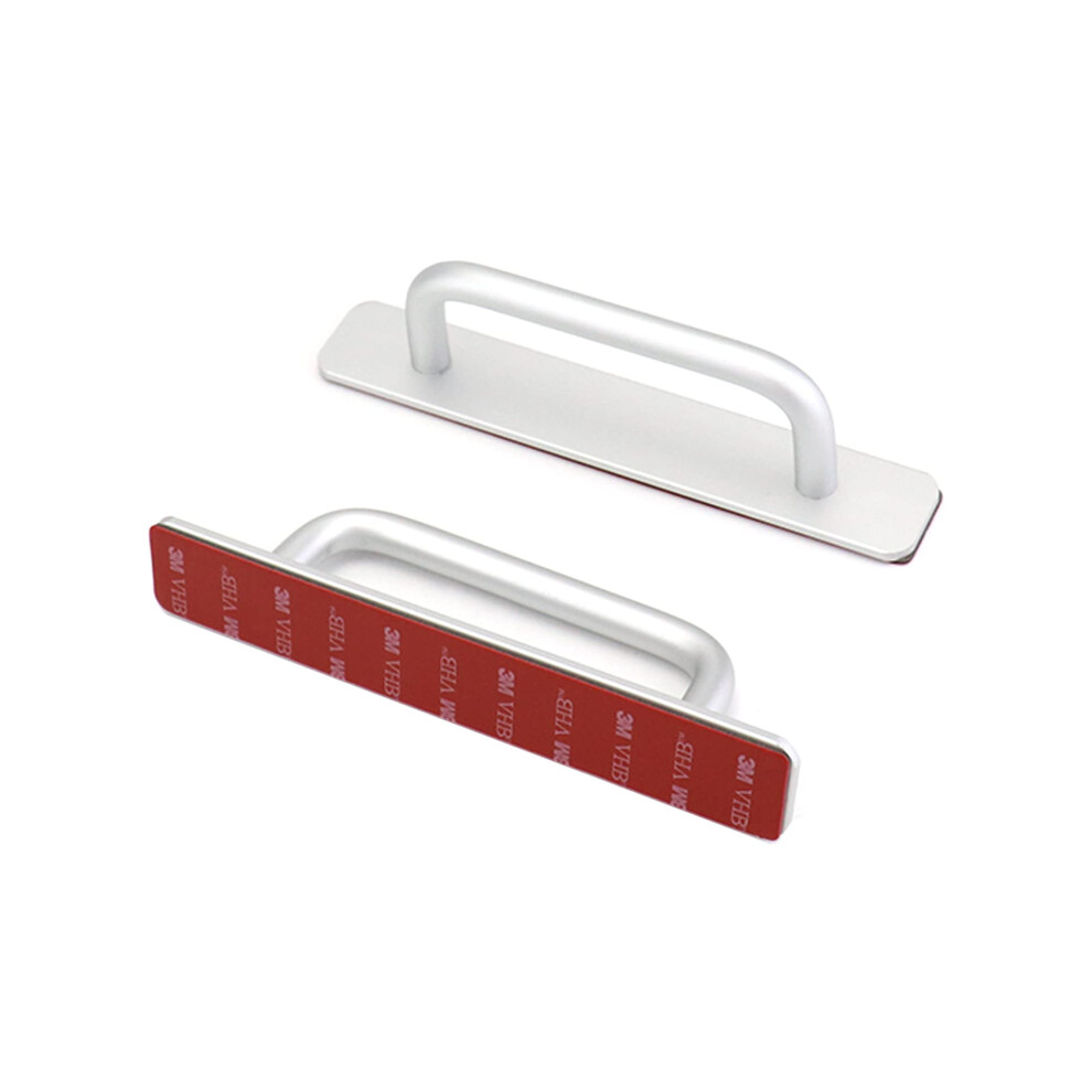 QWORK 2PCS Door Pull Handle Self Adhesive Aluminum Alloy Push Pull Door Handle Sliding Door Handle No Drilling for Gate Cupboard Toilet Cabinet