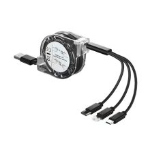 2 STÜCKE D63 1,2 M einziehbares 1 Drag 3-Datenleitungs-Schnellladekabel für Apple Typ-C-Android-Telefone