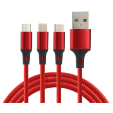 2PCS 1 Drag 3 Datenkabel Geflochtenes USB-Schnelllade-Handy-Datenkabel Multifunktions-Ladekabel