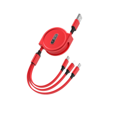 R25 1,1 M 3A 1 Drag 3 Mobiltelefon-Teleskop-Datenkabel Schnelllade-Mehrkopf-Ladekabel