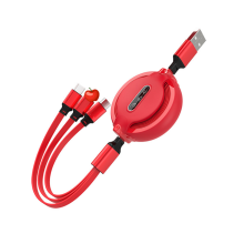 R26 1,1 M 3A 1 Drag 3 Mobiltelefon-Teleskop-Datenkabel Schnelllade-Mehrkopf-Ladekabel