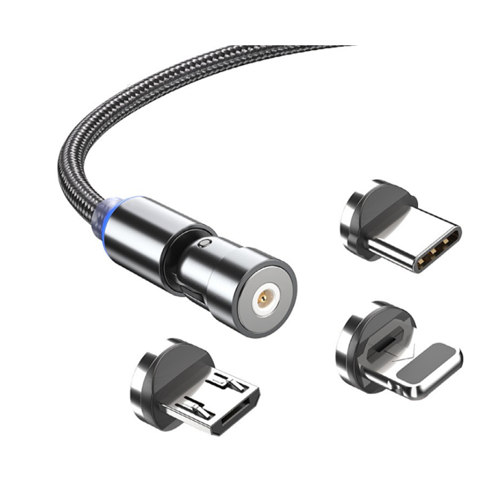 F22 1M Mobiele Telefoon 540 Graden Draaibare Magnetische Datakabel 3-In-1 Elleboog Datakabel Magnetische Oplaadkabel-image