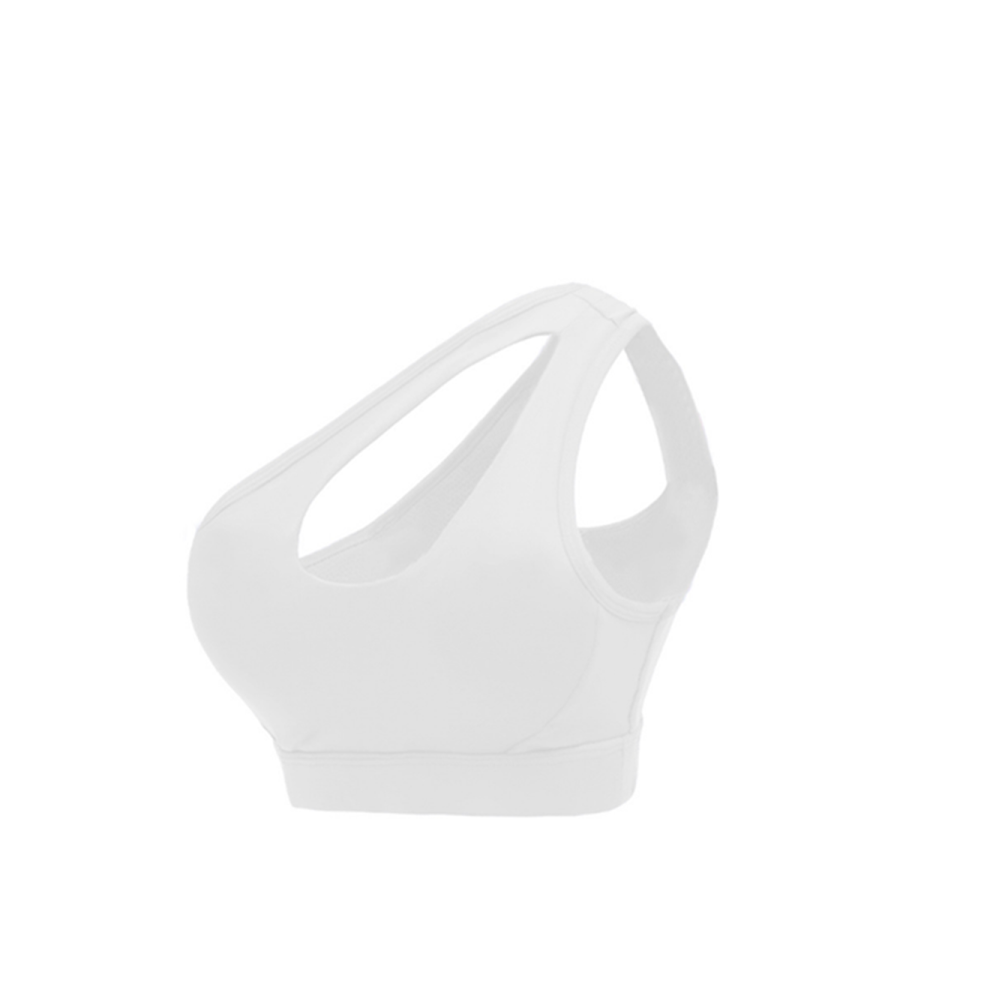 (L) Soutiens-gorge de sport à une épaule découpée pour femmes intégrés au soutien-gorge de yoga de style d'entraînement blanc Xl