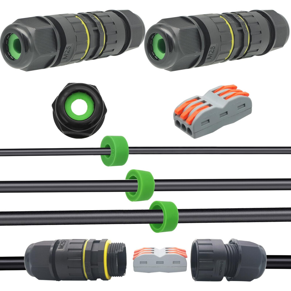 Waterproof Junction Box Outdoor Cable Connector New Ip68 Connector External Sleeve Coupler 5Mm-14Mm (Pack Of 2) 739515447153
