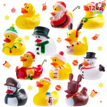 JOYIN 12 Stuks Kerst Rubber Eend Bad Speelgoed voor Kerst Goodie Bag en Baby Showers