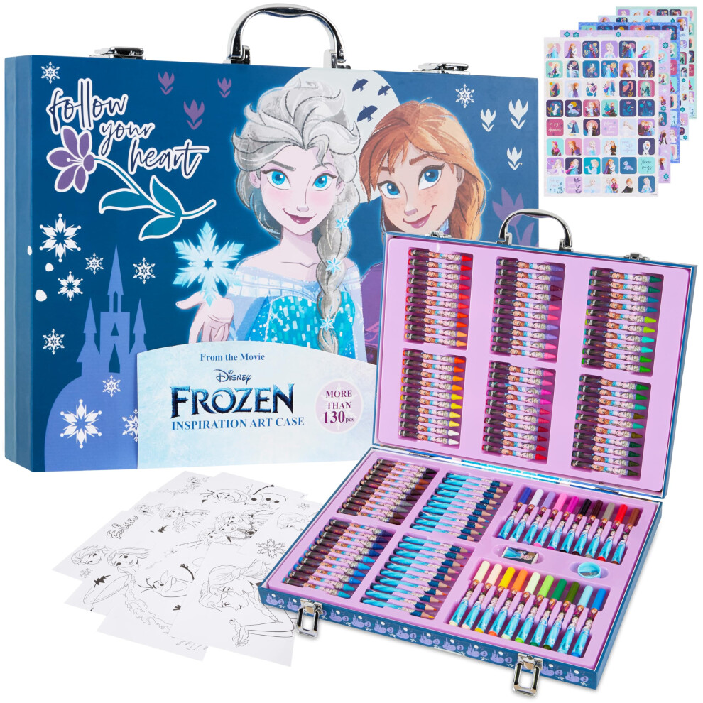 Stitch Art Set for Kids 130+ Pieces Frozen Colouring Pencils Colouring Crayons Princess Art Supplies Stitch Gifts (Multi Frozen Set)
