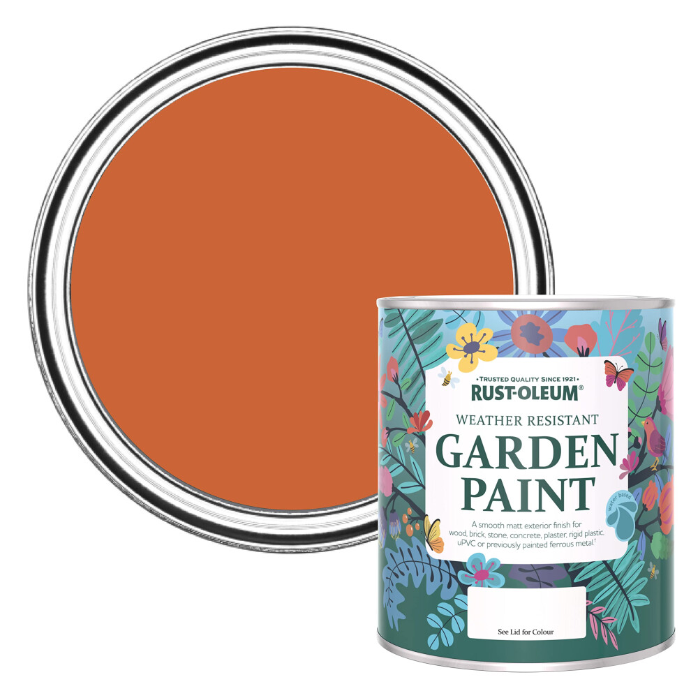 Rust-Oleum Mould Resistant Garden Paint In Matt Finish - Tiger Tea 750Ml Orange