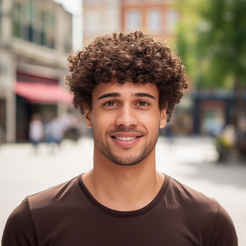 Berrylion Unisex Brown Short Afro Mens Wig|Costume Wigs For Men|Synthetic Curly Mens Wigs For Daily Use
