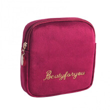 2Pcs Plüsch Stickerei Frauen Kosmetik Sanitär Geldbörse Lagerung Tasche Beutel Container