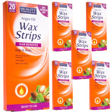 5 Boxes of 20Pc Natural Smoothing Argan Oil Wax Strips for Legs & Body All Skin Types
