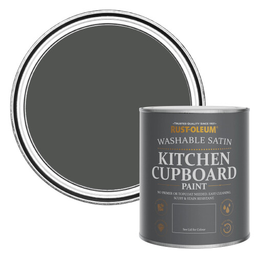 Rust-Oleum Dark Grey Scrubbable Kitchen Cupboard Paint in Satin Finish - Graphite 750ml