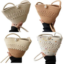 Sommer Neue Damentasche Gewebte Handtasche Crossbody Einzelne Schulter Wassereimer Strand Plissee Kleine Tasche Blind Box