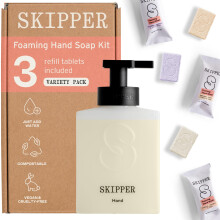 Tirtyl Skipper Handwaschset - 1 Recycelter Schaumspender + 3 Nachfülltabletten (3x 8 fl oz Seife) - Verschiedene Düfte