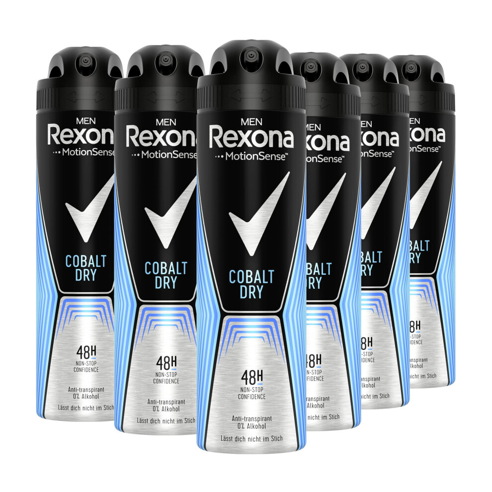 Rexona Cobalt Men Dry Antiperspirant Deodorant Spray Pack Of 6 X 150 Ml